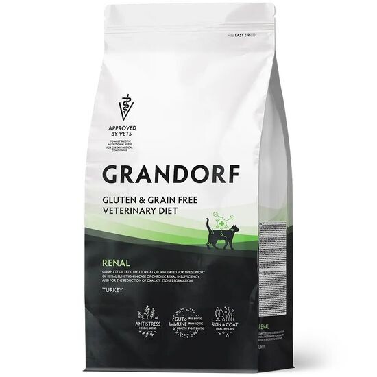 GRANDORF Veterinary Diet Renal диетический сухой корм для кошек при заболеваниях почек, индейка, 400 г (3182)