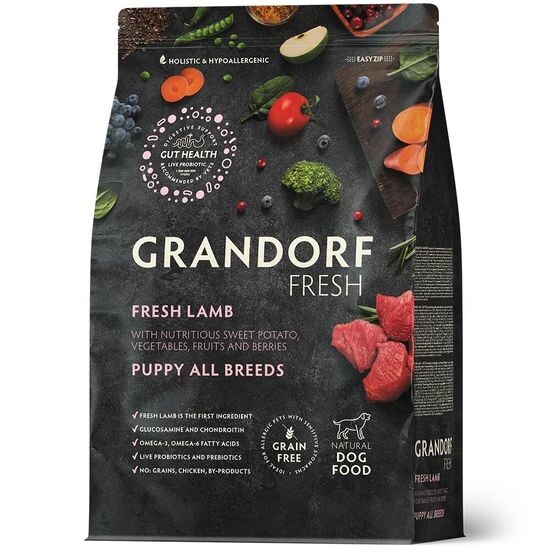 GRANDORF Fresh Puppy Lamb & Sweet Potato сухой корм для щенков всех пород с 3 недель, беременных и кормящих собак, ягнёнок с бататом