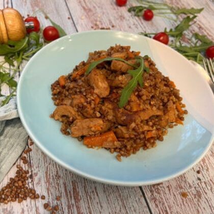 Греча по-купечески с азу из свинины