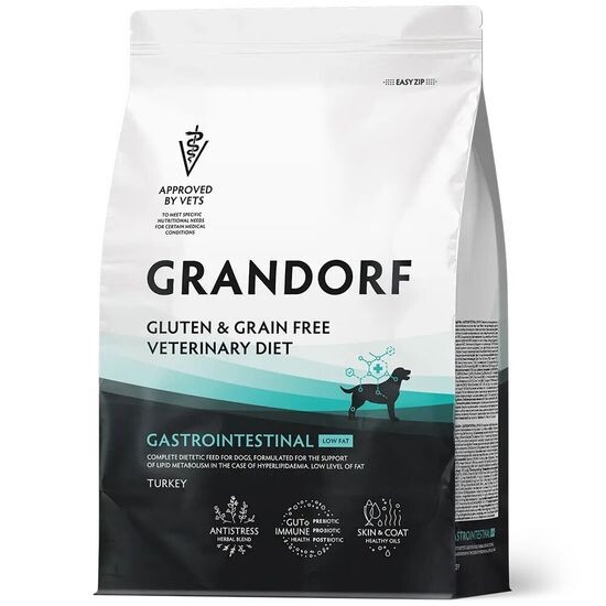 GRANDORF Veterinary Diet Turkey Gastrointestinal Low Fat сухой корм для собак при гиперлипидемии, регуляция метаболизма липидов, индейка