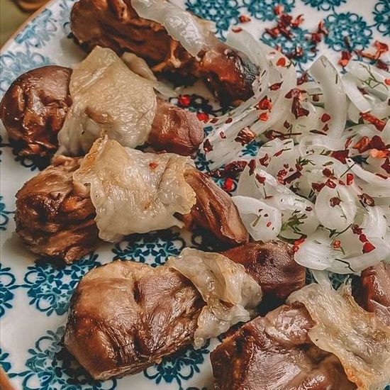 Язычки бараньи «Крученые-верчёные» в курдючном сале на мангале