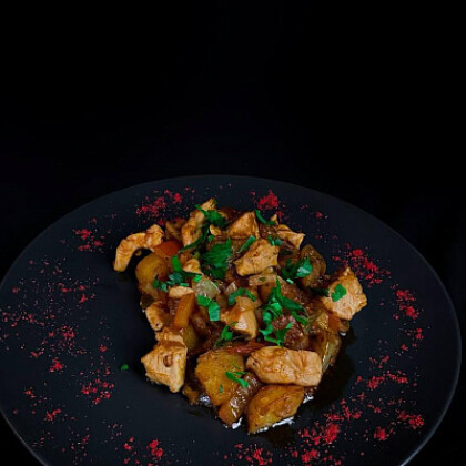 Жареный картофель с шампиньонами