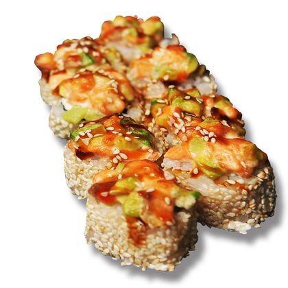 Ролл «Запеченный лосось и угорь в кунжуте»