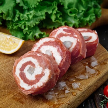 Рулеты для запекания из Сёмги с сыром и  креветками