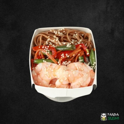 Гречневая лапша ВОК с креветкой