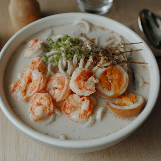 Рамен сливочный с креветками