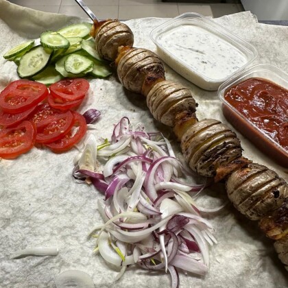 Овощи на мангале (картошка)