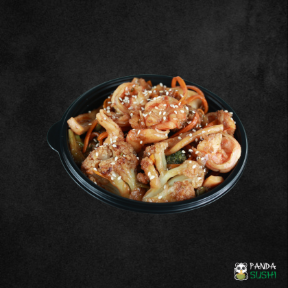 Салат "Теплый с креветкой и кальмаром"