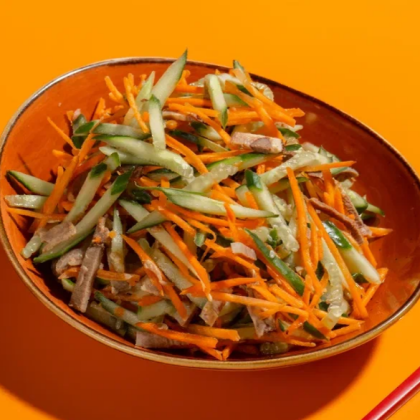 Салат с языком и огурцом