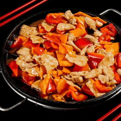 Свинина на сковороде, полпорции