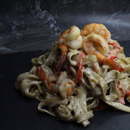 Лапша Удон WOK с креветками и сливочным-терияки соусом