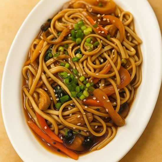 Удон с курочкой терияки и овощами