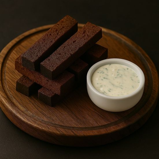 Бородинские гренки с соусом блю чиз