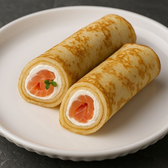 Блинчики с лососем и творожным сыром