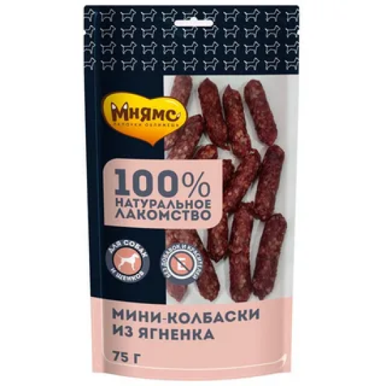 Мнямс На каждый день лакомство для собак, мини-колбаски из ягнёнка, 75 г