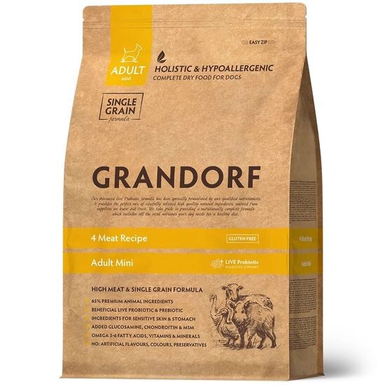 GRANDORF 4 Meat Probiotic Mini сухой корм для взрослых собак мелких пород, 4 вида мяса с пробиотиками