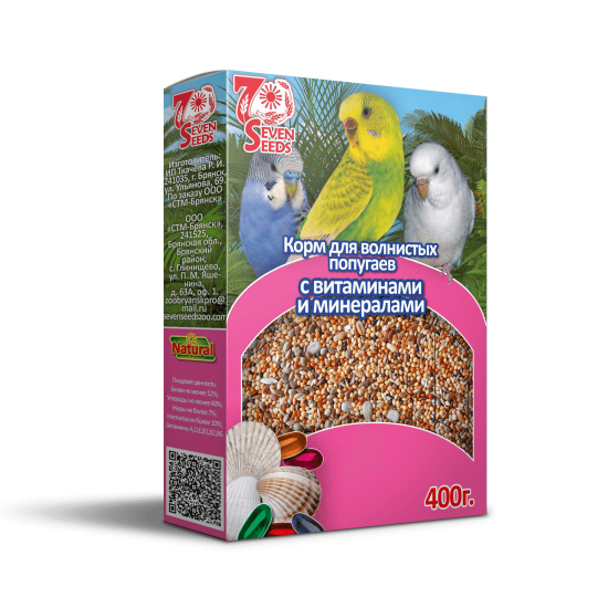 Seven Seeds Special корм для волнистых попугаев с витаминами и минералами, 400 г