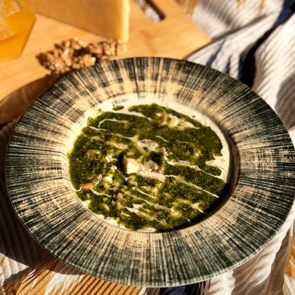 *Паста Орзо с курицей и грибами с трюфельным соусом