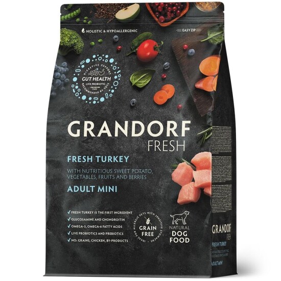 GRANDORF Fresh Adult Mini Turkey & Sweet Potato сухой корм для взрослых собак мелких пород, индейка с бататом