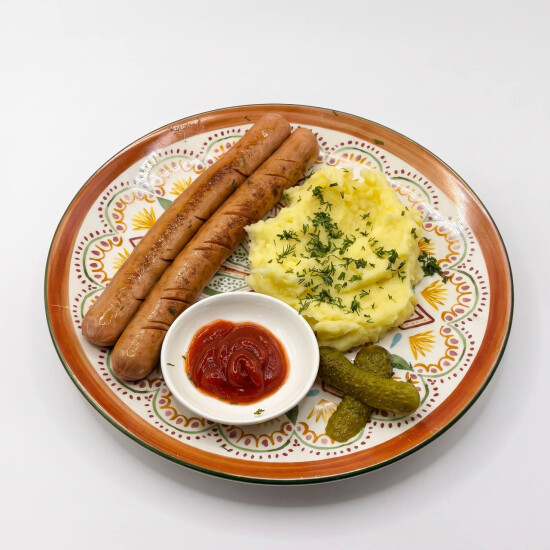 Колбаски куриные с гарниром