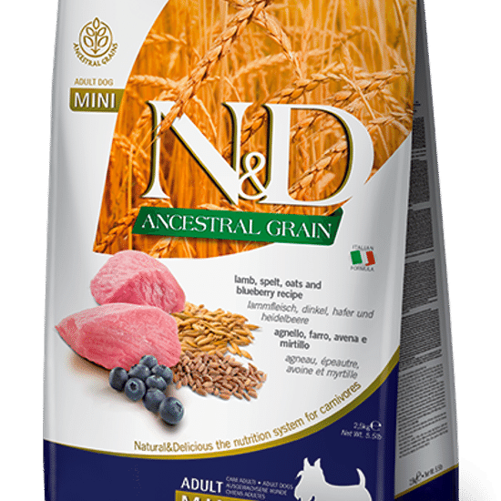 Farmina N&D Low Grain Adult Mini сухой корм для взрослых собак мелких пород, ягнёнок с черникой
