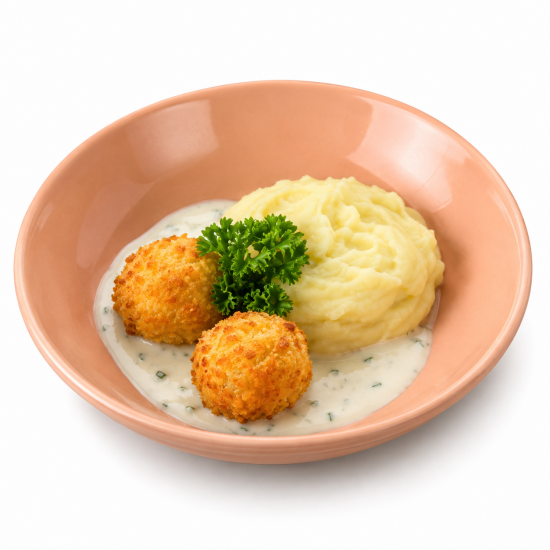 Фишболы с картофельным пюре