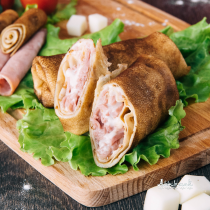 Блины с ветчиной и сыром