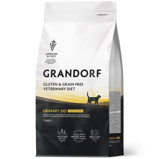 GRANDORF Veterinary Diet Urinary S/O Moderate Calorie диетический сухой корм для кошек при мочекаменной болезни, индейка