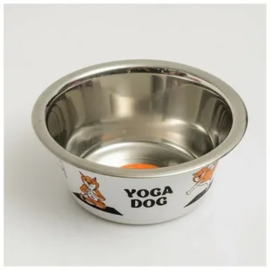 Пижон миска металлическая стандартная «Yoga Dog», 450 мл