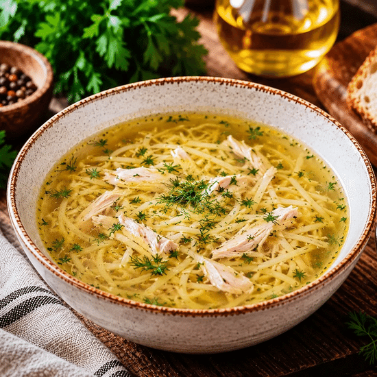 Куриный бульон с домашней лапшой