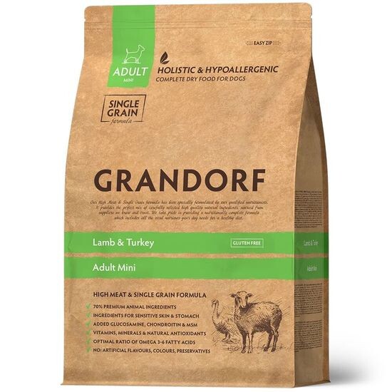 GRANDORF Lamb & Turkey Mini сухой корм для взрослых собак мелких пород, ягнёнок с индейкой