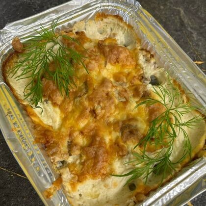 Картофельная запеканка со свининой и грибами