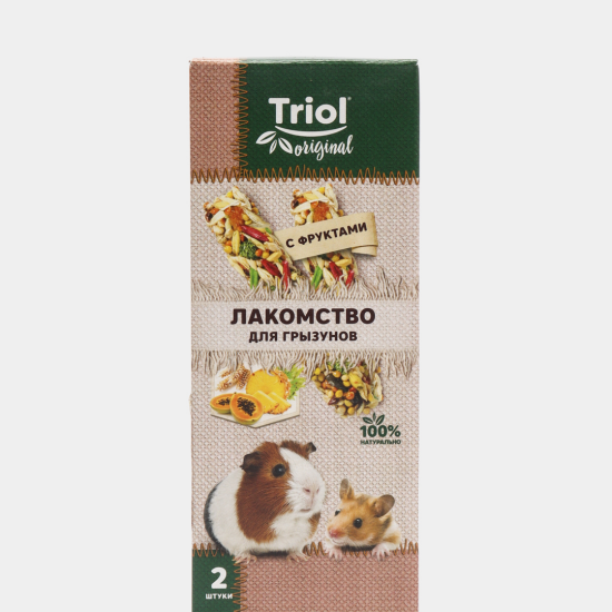 Triol Original лакомство для грызунов, палочки с фруктами, 2 шт, 50 г
