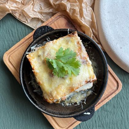 Лазанья с рубленой рыбой и овощами ланч