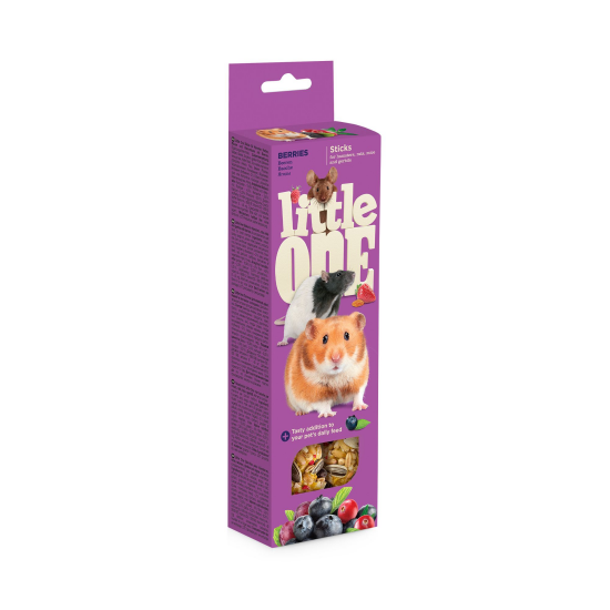Little One палочки для хомяков, крыс, мышей и песчанок с ягодами, коробка 120 г