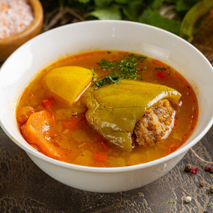 Суп «Шурпа с фаршированным перцем»