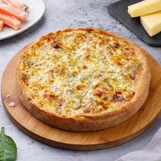 Киш с сёмгой, брокколи и сыром