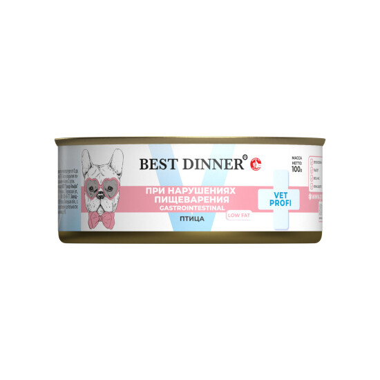 Best Dinner Vet Profi Gastro Intestinal Low Fat консервы для собак, птица