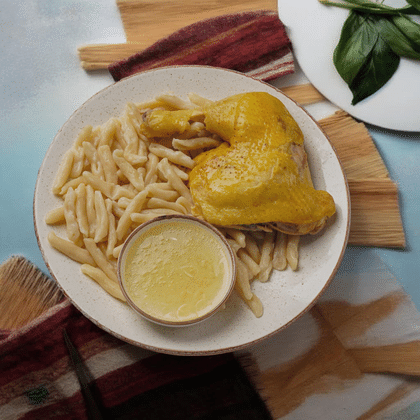 Галушки с курицей (окорочок).