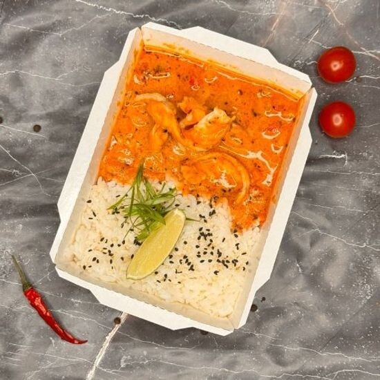 Рис карри красный с креветкой (острый)