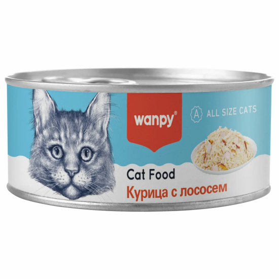 Wanpy Cat консервы для кошек «Курица с тунцом», кусочки в желе, 95 г