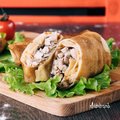 Блины с курицей и грибами