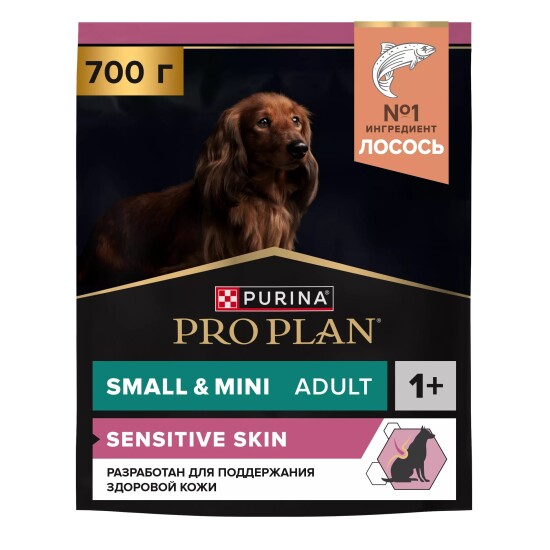 PRO PLAN Sensitive Skin сухой корм для взрослых собак мелких и карликовых пород с чувствительной кожей, лосось
