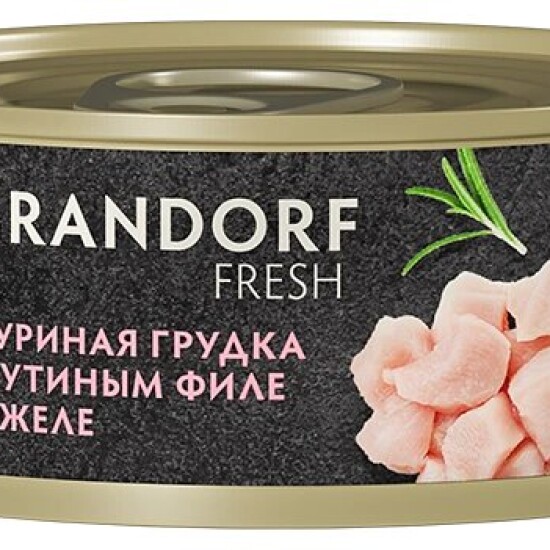 GRANDORF Fresh консервы для кошек, куриная грудка с утиным филе в желе, 70 г (3618)
