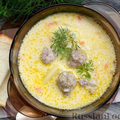 Суп сырный с фрикадельками