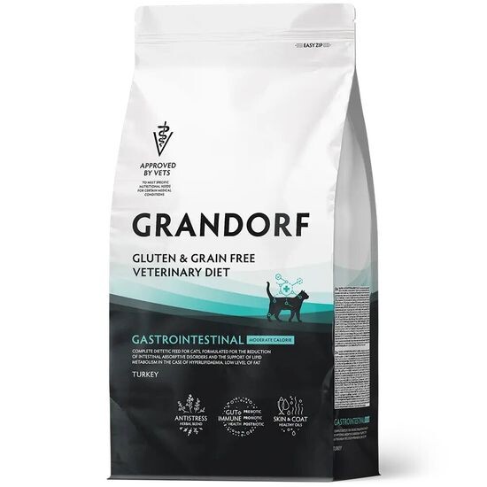 GRANDORF Veterinary Diet Gastrointestinal Moderate Calorie диетический сухой корм для кошек при заболеваниях желудочно-кишечного тракта, индейка