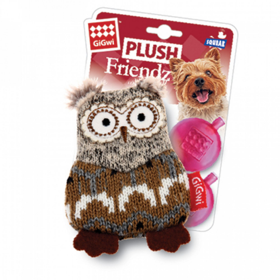 GiGwi Plush Friendz игрушка для собак «Сова» со сменными пищалками, 10 см