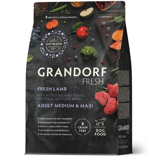 GRANDORF Fresh & Maxi Lamb & Sweet Potato корм собак средних и, ягнёнок с бататом