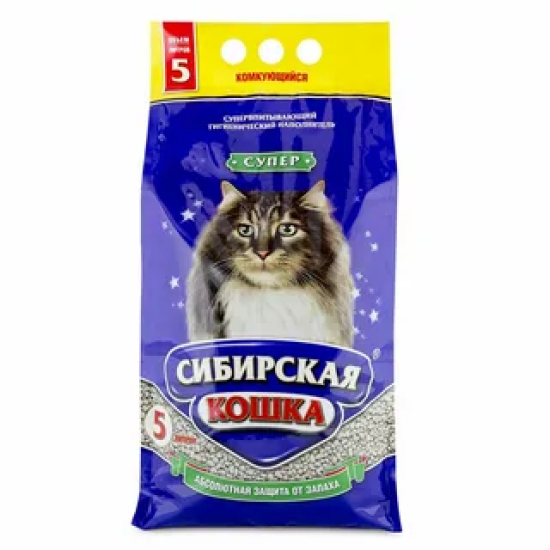 Сибирская Кошка Супер наполнитель комкующийся, 5 л