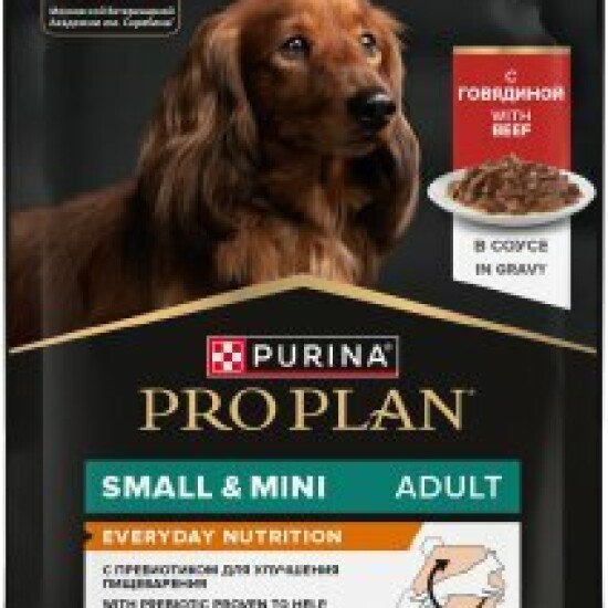 PRO PLAN пауч для взрослых собак мелких и карликовых пород, говядина в соусе, 85 г